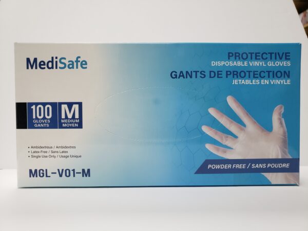 MediSafe Protective Disposable Vinyl Gloves 100 per Box